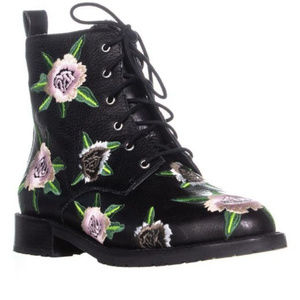 Rebecca Minkoff Black Floral Combat Boots